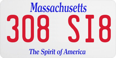 MA license plate 308SI8
