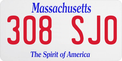 MA license plate 308SJ0