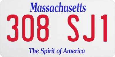 MA license plate 308SJ1