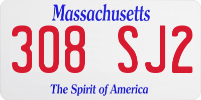 MA license plate 308SJ2