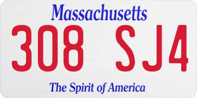 MA license plate 308SJ4