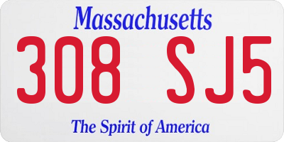 MA license plate 308SJ5