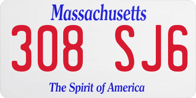 MA license plate 308SJ6
