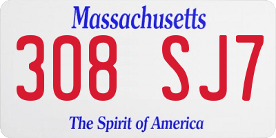 MA license plate 308SJ7