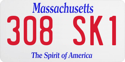 MA license plate 308SK1