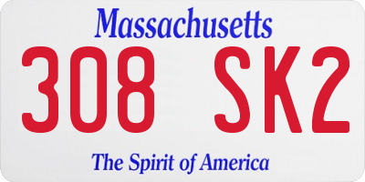 MA license plate 308SK2