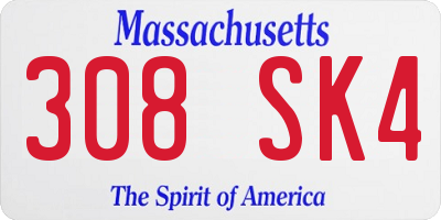 MA license plate 308SK4