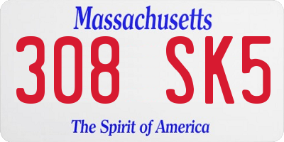 MA license plate 308SK5
