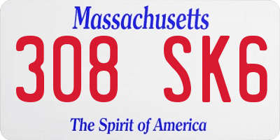 MA license plate 308SK6