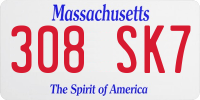 MA license plate 308SK7