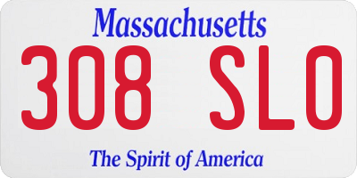 MA license plate 308SL0