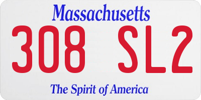 MA license plate 308SL2