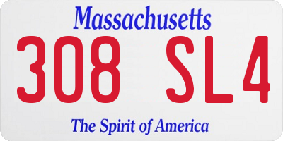 MA license plate 308SL4