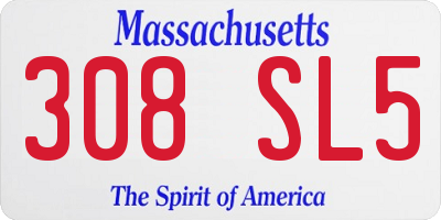 MA license plate 308SL5