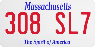 MA license plate 308SL7