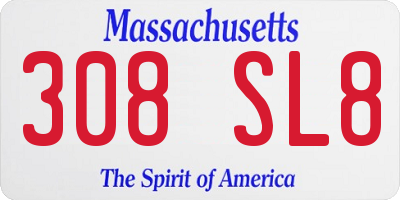 MA license plate 308SL8