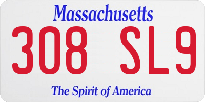 MA license plate 308SL9