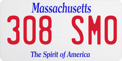 MA license plate 308SM0