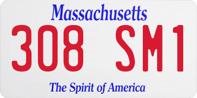 MA license plate 308SM1