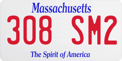 MA license plate 308SM2