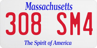 MA license plate 308SM4