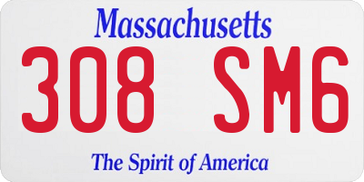 MA license plate 308SM6
