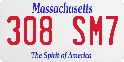 MA license plate 308SM7