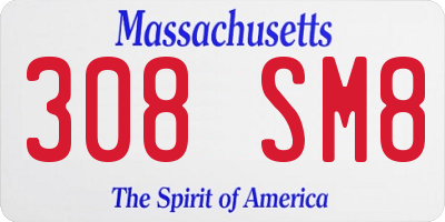 MA license plate 308SM8