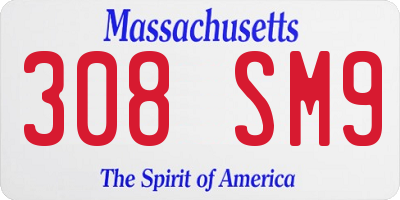 MA license plate 308SM9