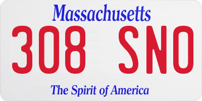 MA license plate 308SN0