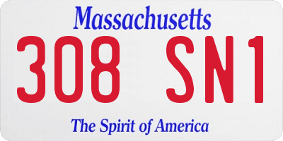 MA license plate 308SN1