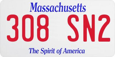 MA license plate 308SN2