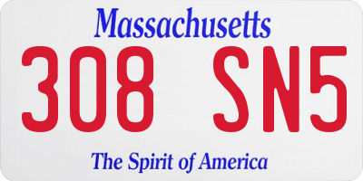 MA license plate 308SN5