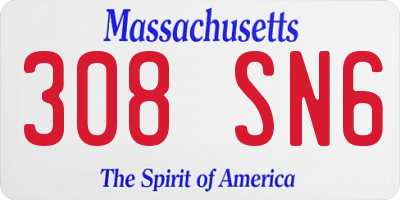 MA license plate 308SN6