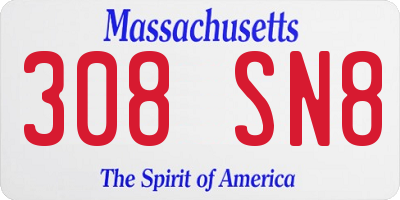 MA license plate 308SN8
