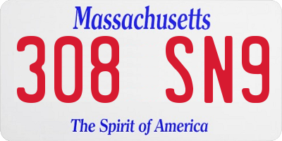 MA license plate 308SN9