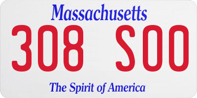 MA license plate 308SO0