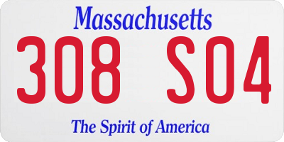 MA license plate 308SO4