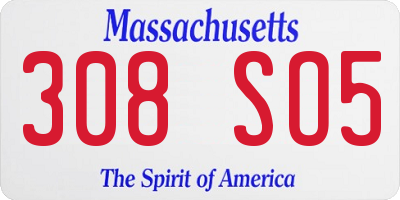 MA license plate 308SO5