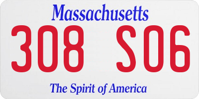 MA license plate 308SO6