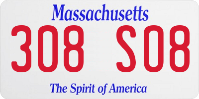 MA license plate 308SO8