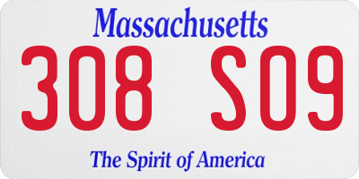MA license plate 308SO9