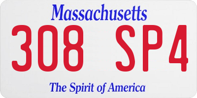 MA license plate 308SP4
