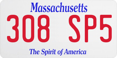 MA license plate 308SP5