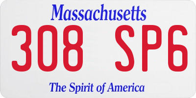 MA license plate 308SP6