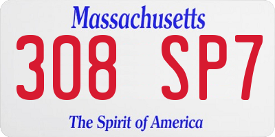 MA license plate 308SP7