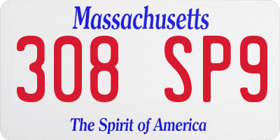 MA license plate 308SP9
