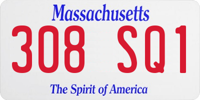 MA license plate 308SQ1