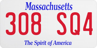 MA license plate 308SQ4