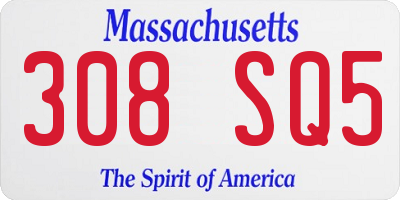 MA license plate 308SQ5